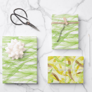 Lime Green Lemon Yellow Brown Abstract Birthday Wrapping Paper Sheet