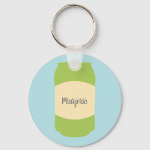 Lime Green, Light Blue Seltzer Can Personalised Key Ring