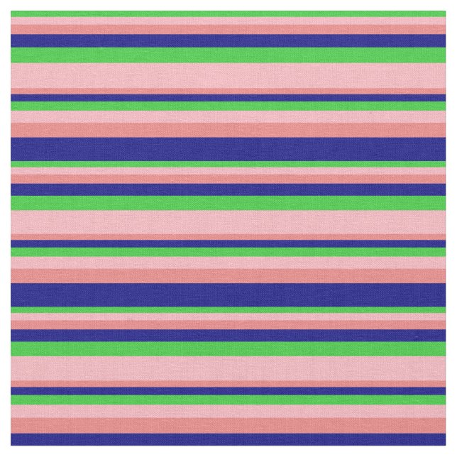 Lime Green, Light Pink, Light Coral, and Blue Fabric (Close Up)