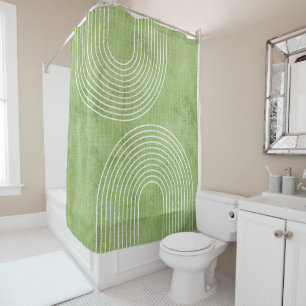 Lime Green Linen Minimalist Shower Curtain