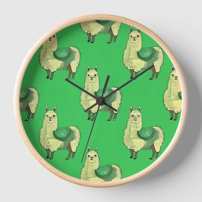 Lime Green Llama Clock (Front)