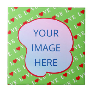 Lime Green LOVE Ceramic Tile