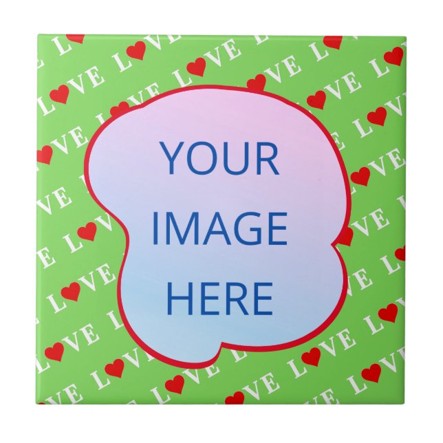 Lime Green LOVE Ceramic Tile (Front)