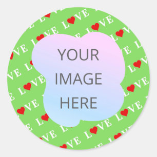 Lime Green LOVE Classic Round Sticker
