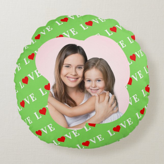 Lime Green LOVE Stylish Round Cushion (Front)