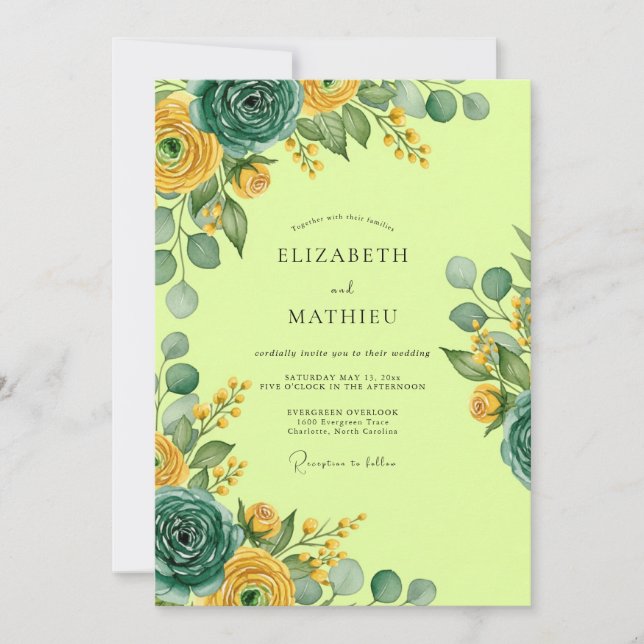 Lime Green Luminous Summer Wedding Invitation (Front)
