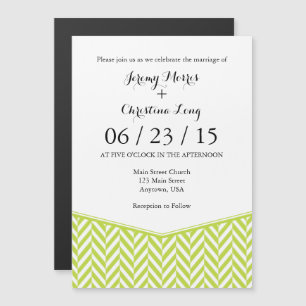 Lime Green Magnetic Herringbone Wedding Invite