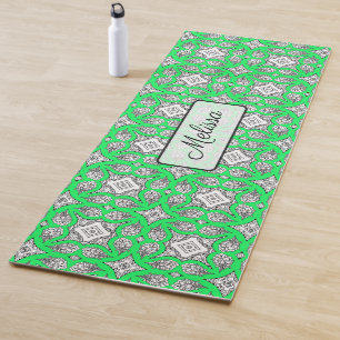 Lime Green Mandala Personalised Yoga Mat