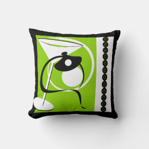 Lime Green Martini Abstract American MoJo Pillow