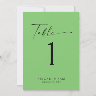 Lime Green Minimalist Wedding Table Number