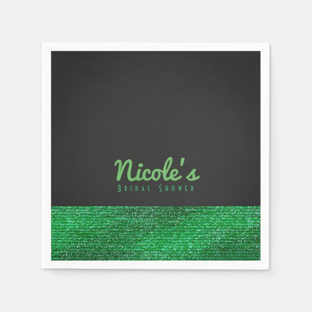 Lime Green Modern Glam Sequins Chic Party Napkin (Front)
