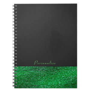 Lime Green Modern Glam Sequins Elegant Chic Custom Notebook