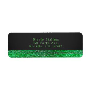 Lime Green Modern Glam Sequins Party Invitation Return Address Label