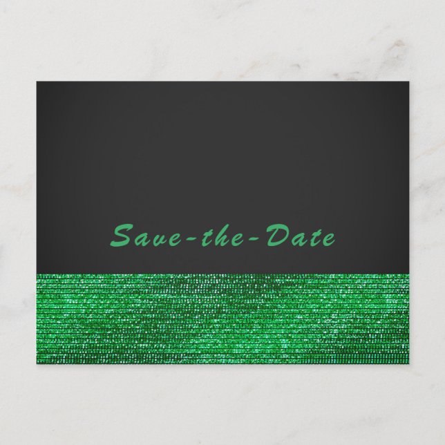 Lime Green Modern Glam Sequins Save the Date Announcement Postcard (Front)