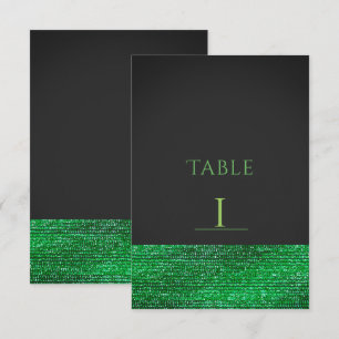 Lime Green Modern Glam Sequins Table Number Card