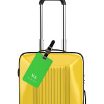 Lime green monogram initials luggage tag<br><div class="desc">A lime green coloured background. Personalise and add your monogram letters and full name on the front. Your contact information on the back.</div>