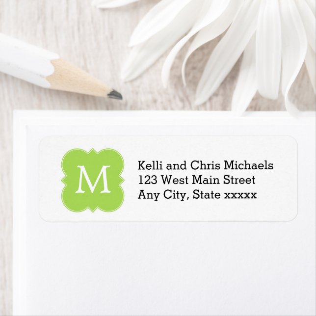 Lime Green Monogram Return Address Labels (Insitu)