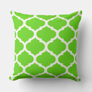 Lime Green Moroccan Quatrefoil Pattern Cushion