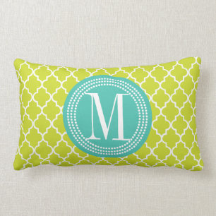 Lime Green Moroccan Tiles Lattice Personalised Lumbar Cushion