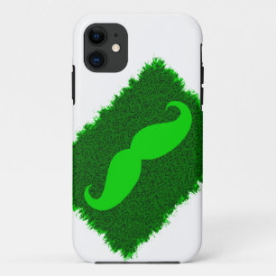 Lime green Moustache on leopard skin iPhone 11 Case