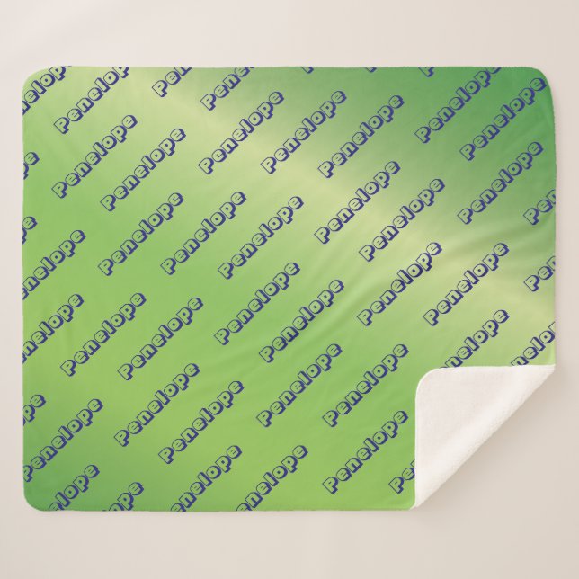 Lime Green Name Collage Custom Script Repeating Sherpa Blanket (Front (Horizontal))