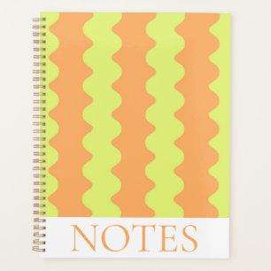 Lime Green Orange Wavy Stripe Modern Minimalist  Planner