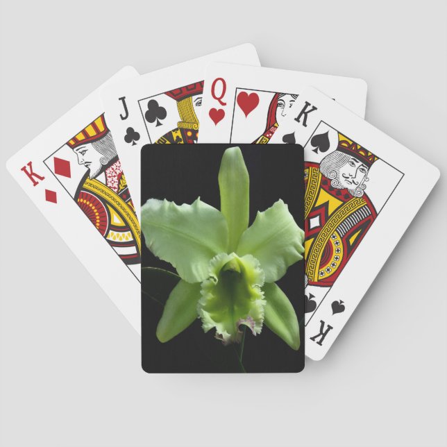 Lime Green Orchid Playing Cards (Back)