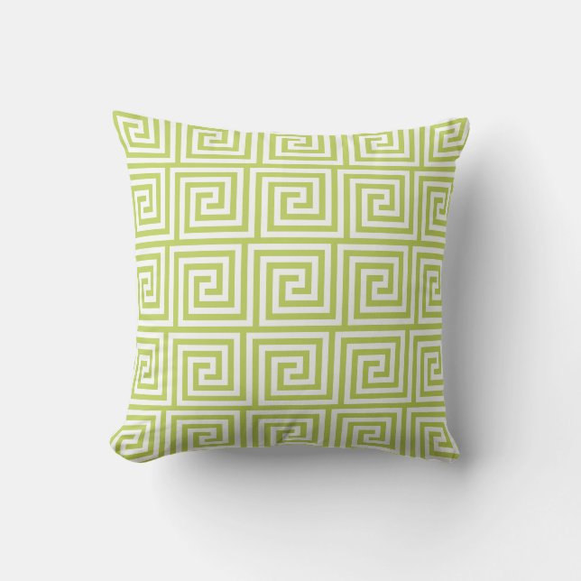 Lime Green Outdoor Pillows Greek Key (Front)