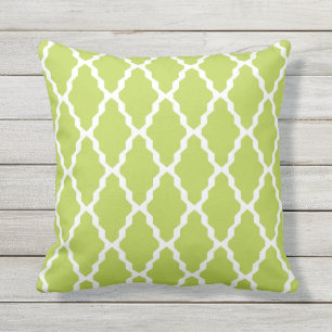 Lime Green Outdoor Pillows - Trellis Tile Pattern