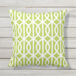 Lime Green Outdoor Pillows Twist Trellis Pattern