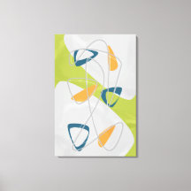 Lime Green Painting Mid Century Modern Abstract 