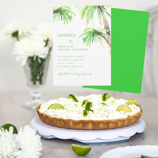 Lime Green Palm Tree Bridal Shower Invitation (Creator Uploaded)