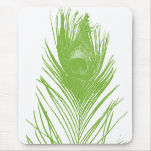 Lime Green Peacock Feather Mousepad