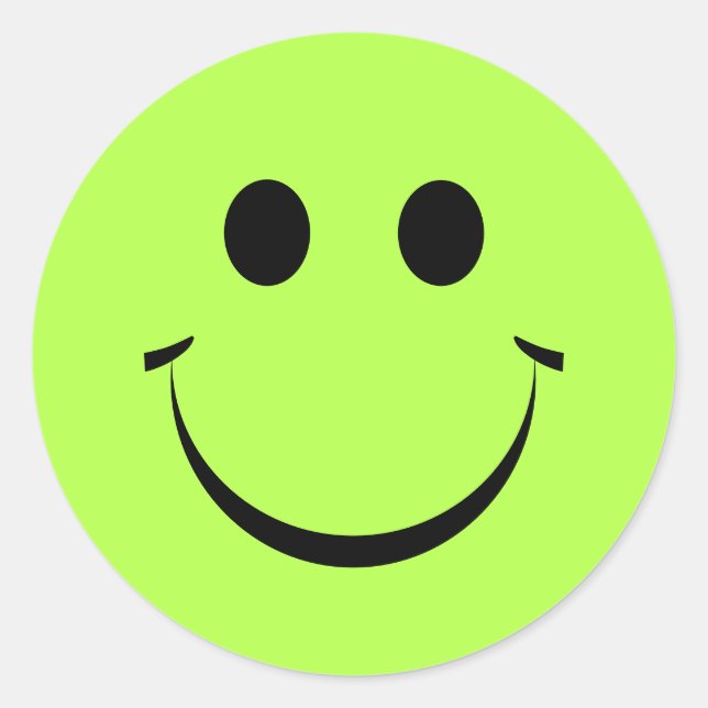 Lime Green Personalised Happy Face Classic Round Sticker (Front)