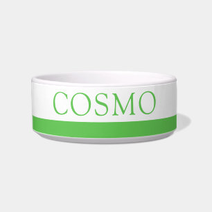 Lime Green Personalized Pet Name Cat Dog Food Bowl
