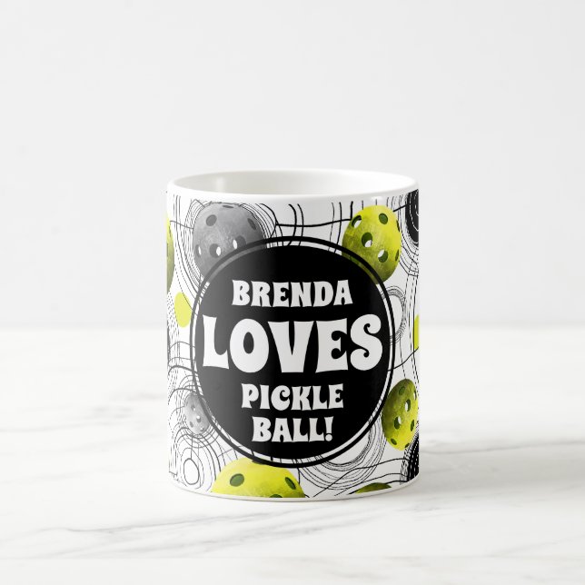Lime Green Pickleball Monogram Coffee Mug (Center)