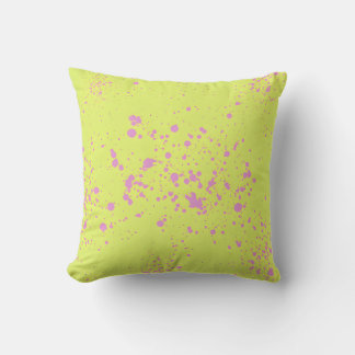 Lime Green & Pink Splatter Art Throw Pillow