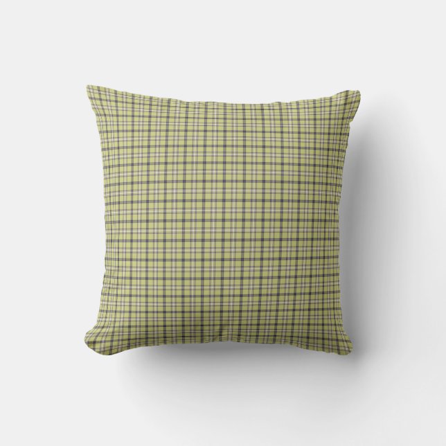 Lime Green Plaid Classic Pattern Retro Cushion (Front)