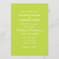Lime Green Plain Simple Wedding Invitation