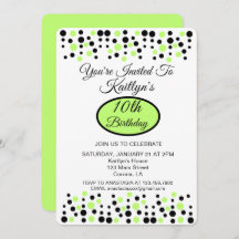 Lime Green Polka Dot Birthday Party Invitation