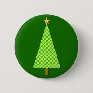 Lime green polka dot modern Christmas tree 6 Cm Round Badge