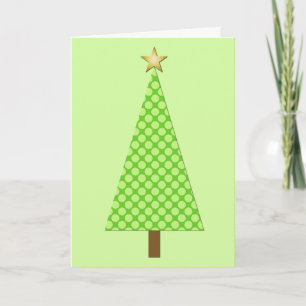 Lime green polka dot modern Christmas tree Holiday Card