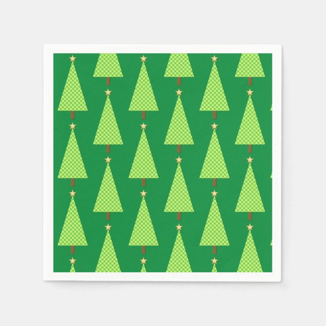 Lime green polka dot modern Christmas tree Paper N Napkin (Front)