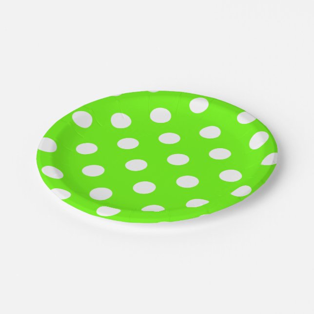 Lime green polka dots for the spring plate (Angled)