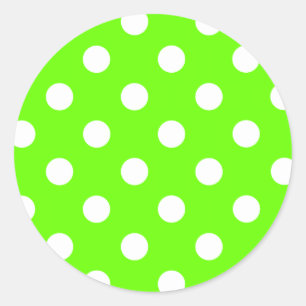 Lime green polka dots nail design for the spring classic round sticker