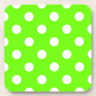 Lime green polka dots nail design for the spring coaster