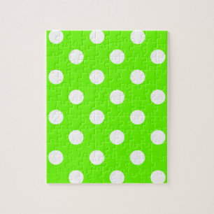 Lime green polka dots nail design for the spring jigsaw puzzle