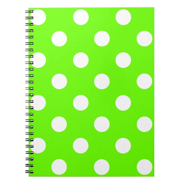 Lime green polka dots nail design for the spring notebook (Front)