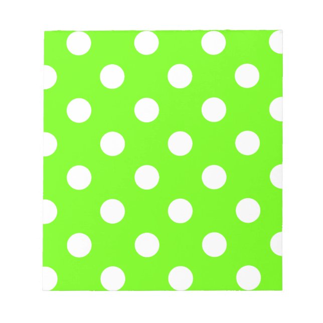 Lime green polka dots nail design for the spring notepad (Front)