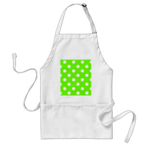 Lime green polka dots nail design for the spring standard apron